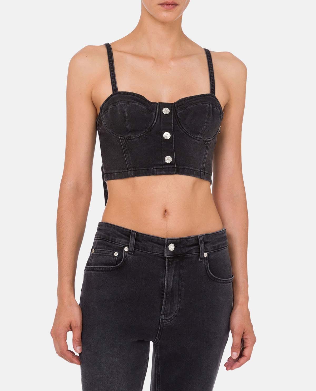 Áo croptop denim cúp ngực