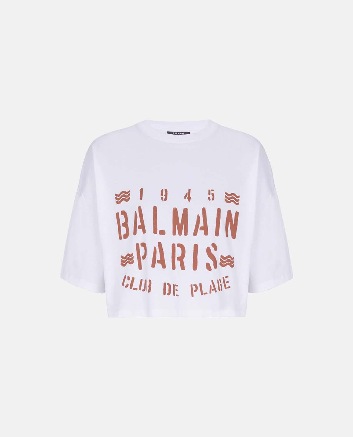 Áo thun tay ngắn in logo Balmain Plage