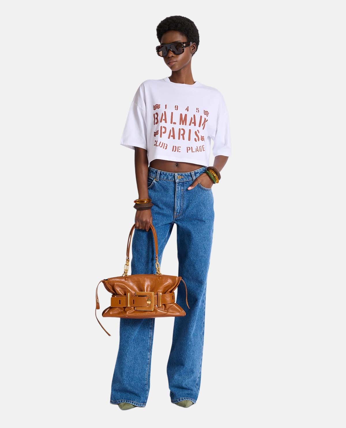 Áo thun tay ngắn in logo Balmain Plage
