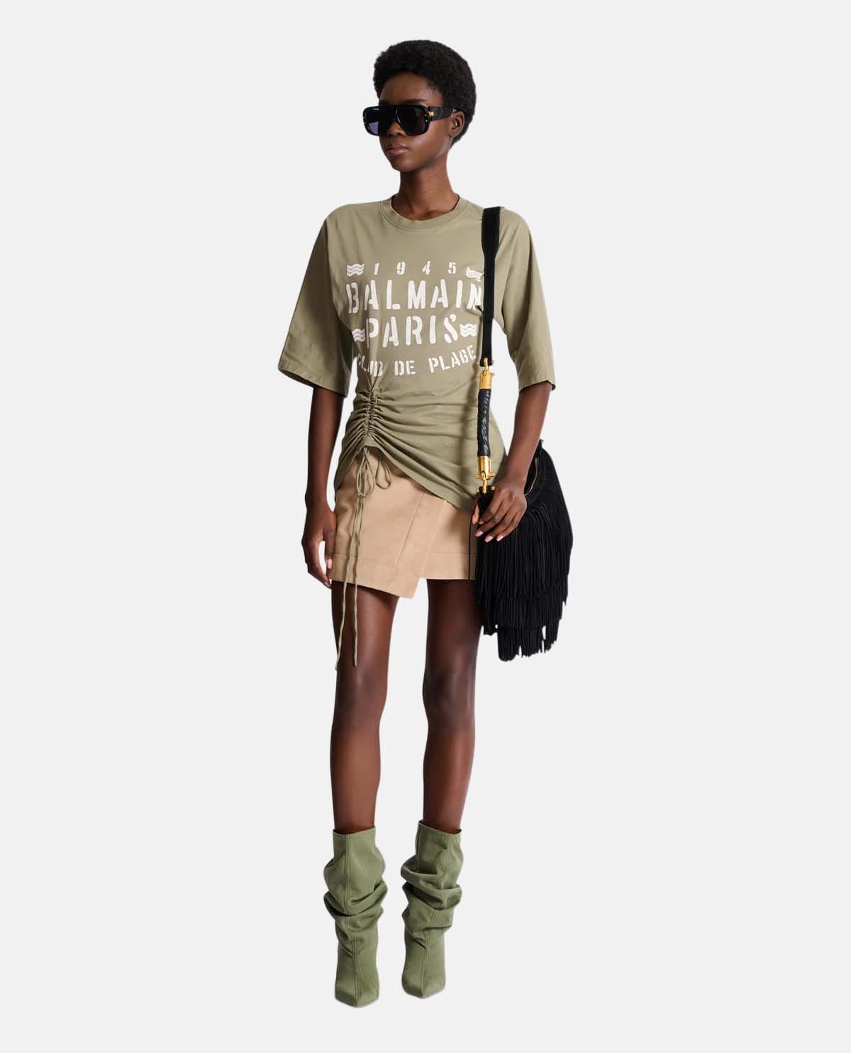 Áo thun tay ngắn in logo Balmain Club