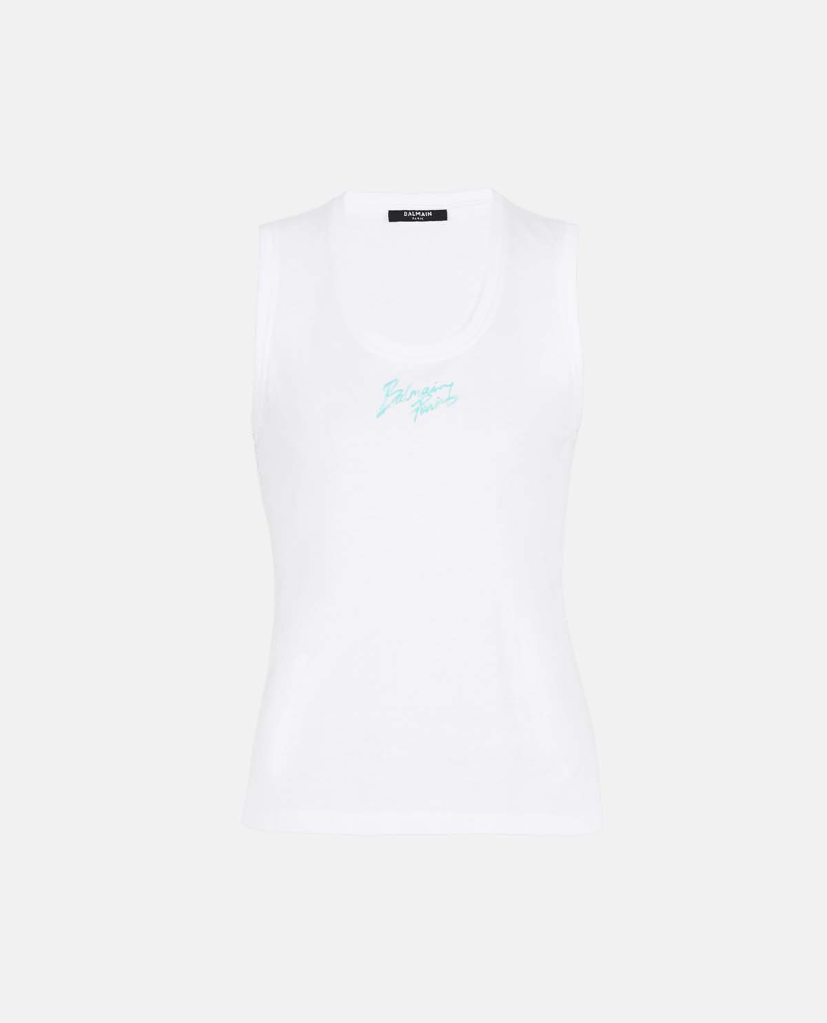 Áo ba lỗ in tên thương hiệu Balmain Paris