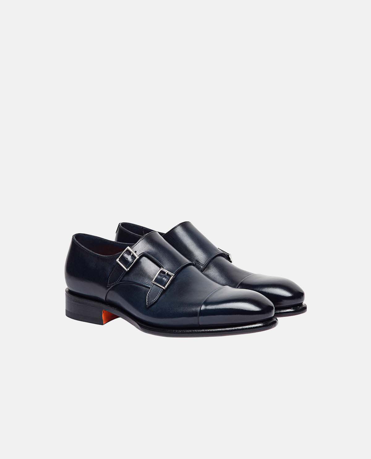 Giày monk strap da phối khóa đôi