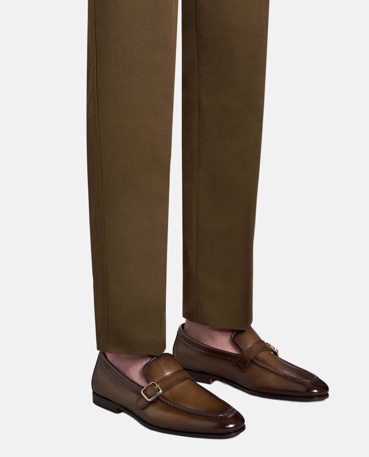 Giày monk strap da phối khóa đơn