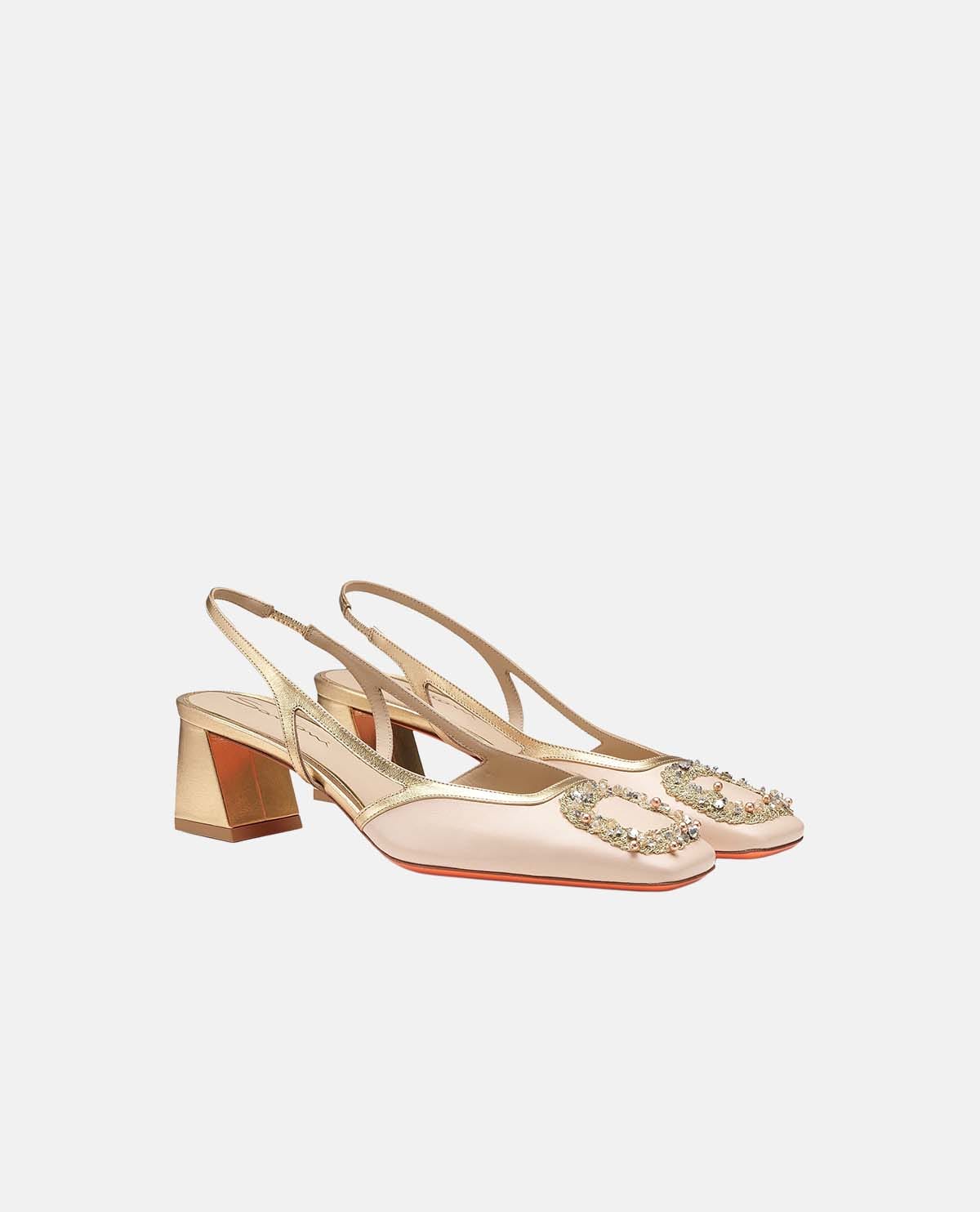 Giày slingback da đính pha lê
