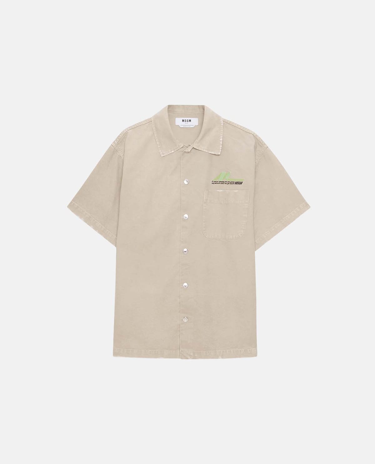 Áo sơ mi cotton canvas tay ngắn wash bạc