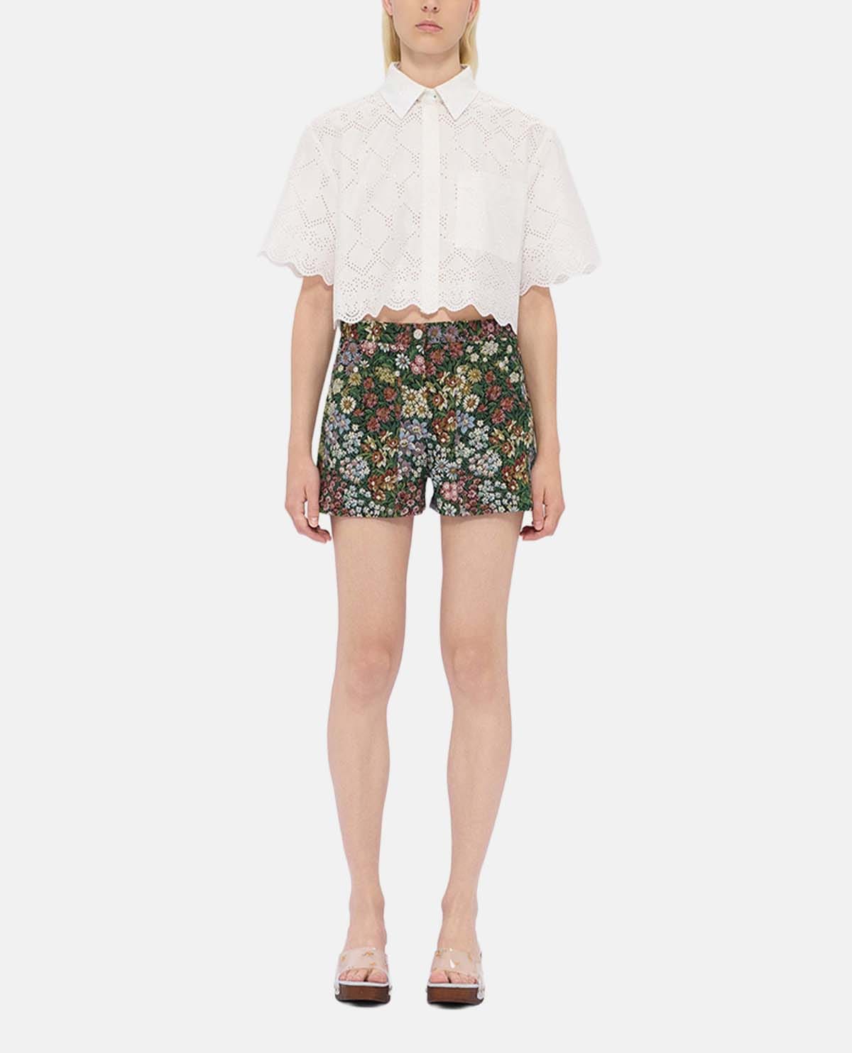 Quần short jacquard họa tiết hoa