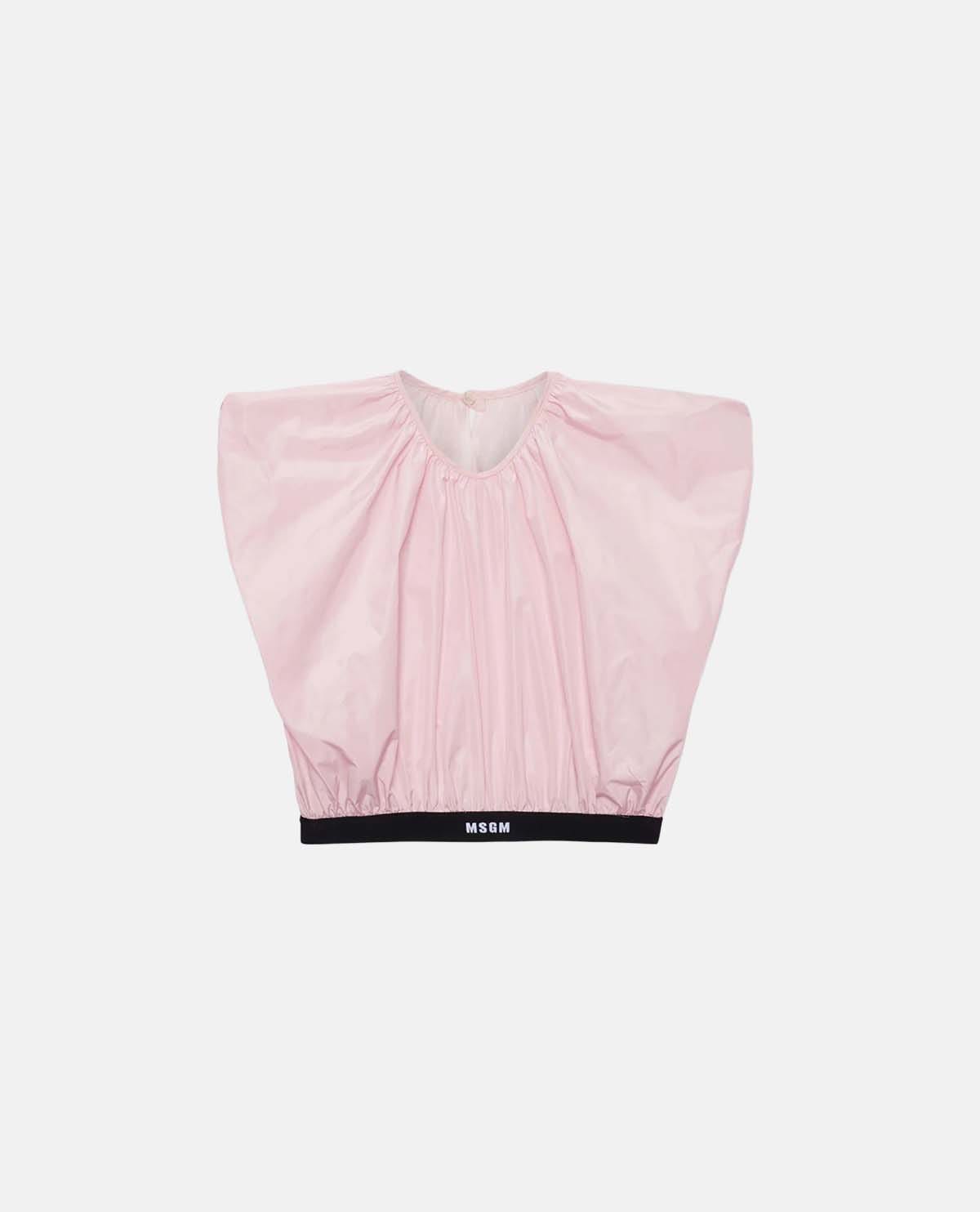 Áo croptop taffeta phối viền logo
