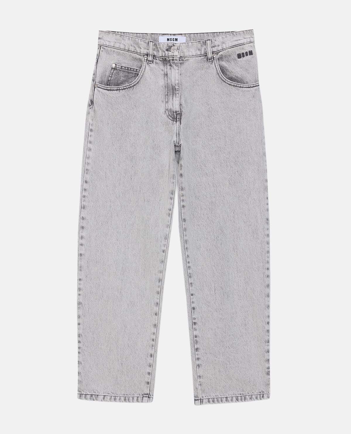 Quần jeans wash bạc ống đứng