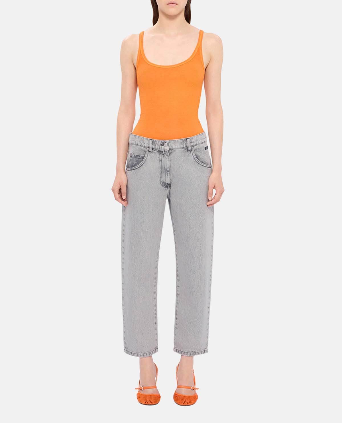 Quần jeans wash bạc ống đứng