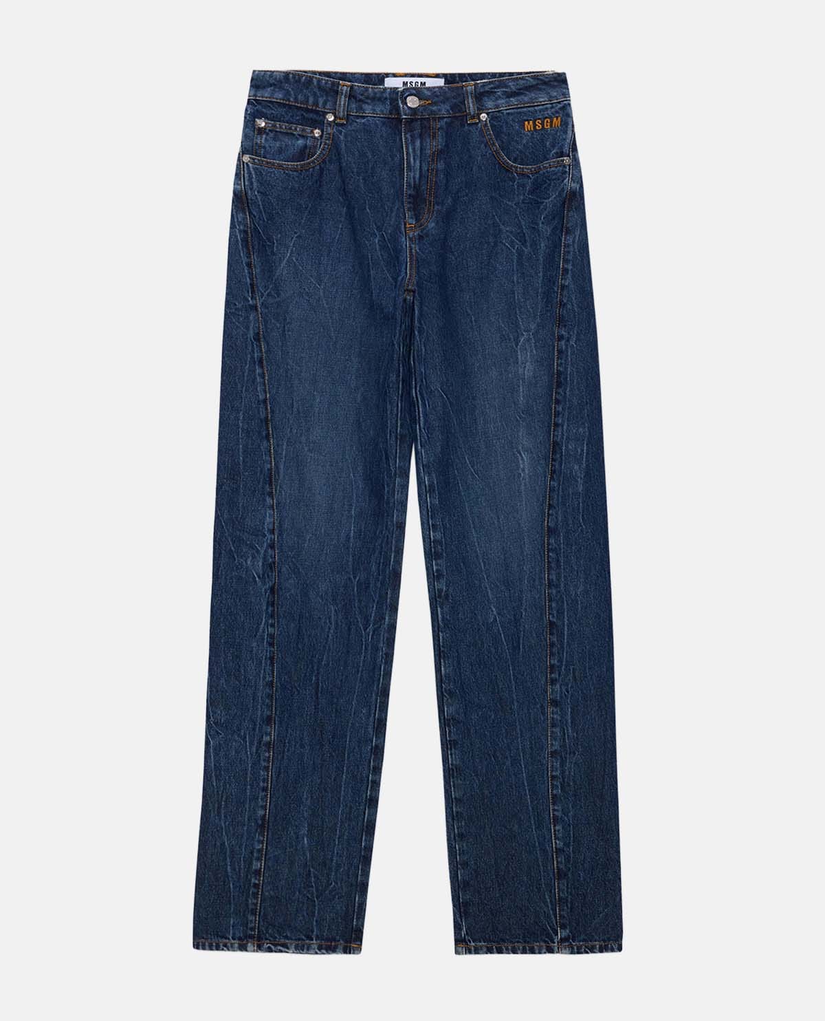 Quần jeans wash bạc ống đứng