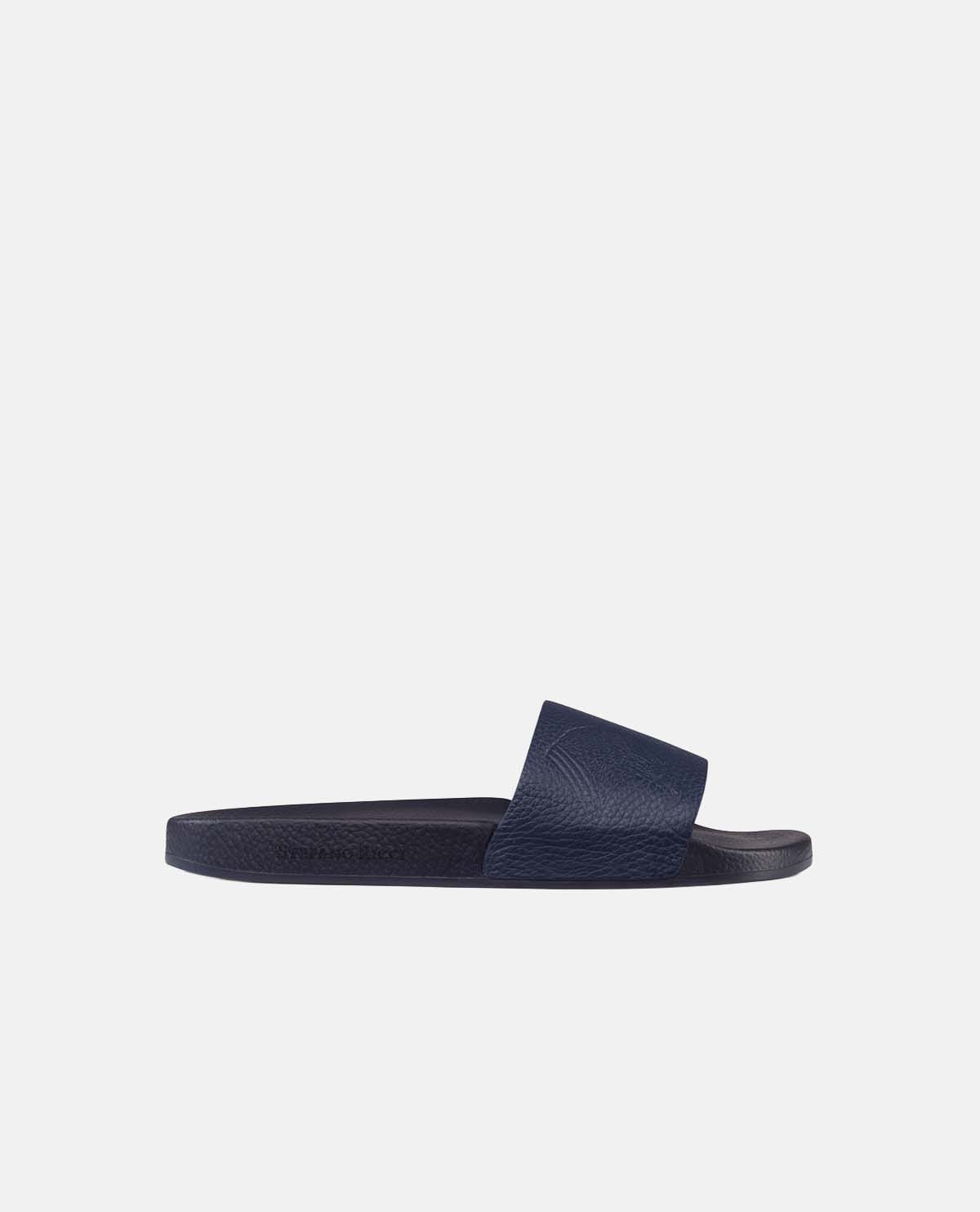 Dép da bê phối logo