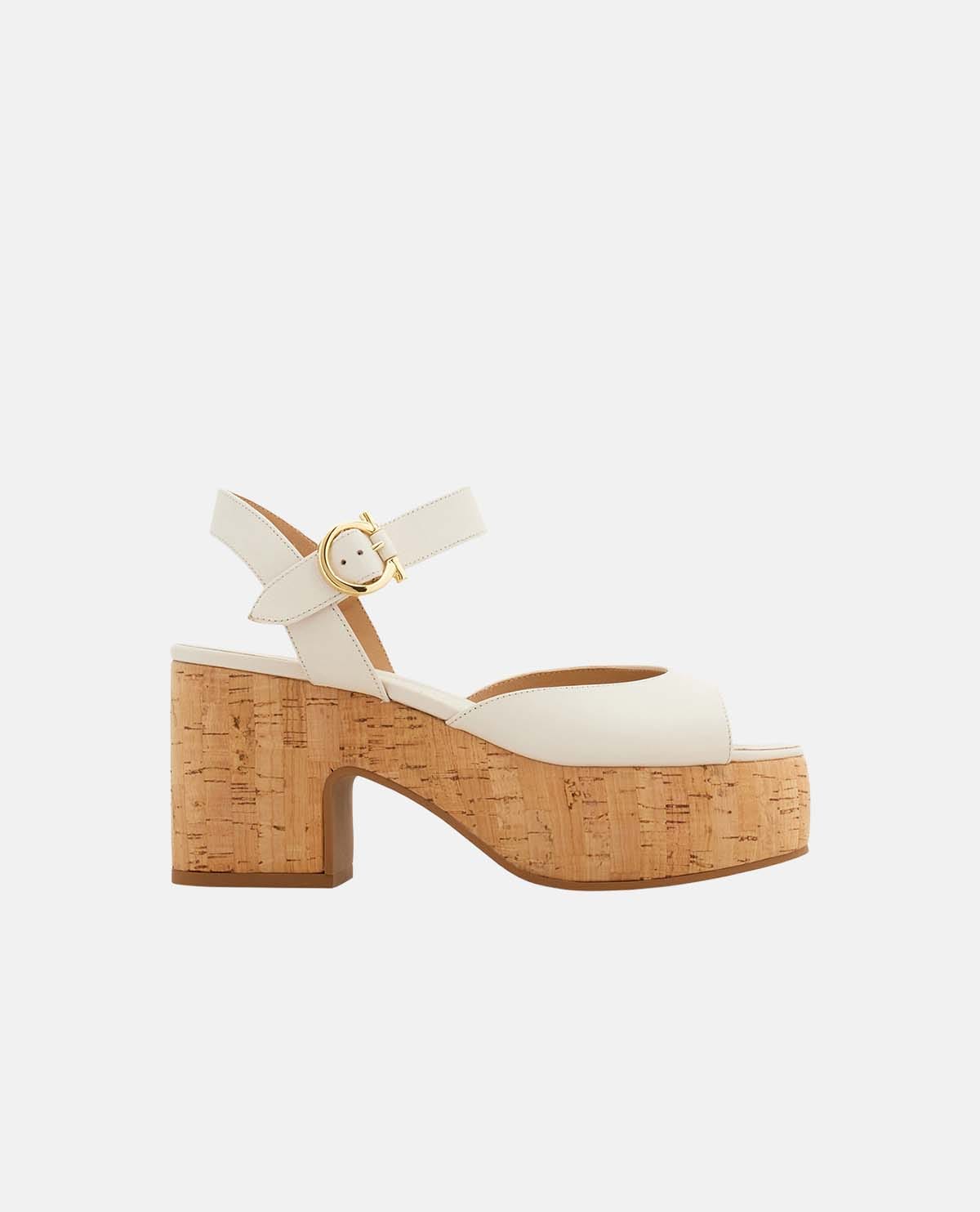 Giày platform sandal phối khóa Gancini