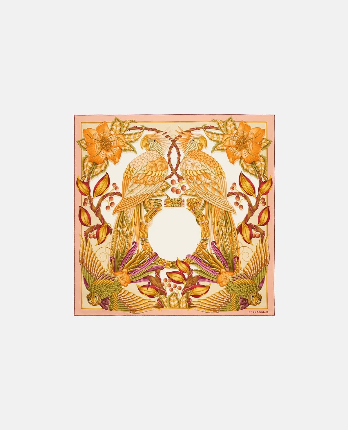 Khăn lụa vuông họa tiết Parrots 90 x 90 cm