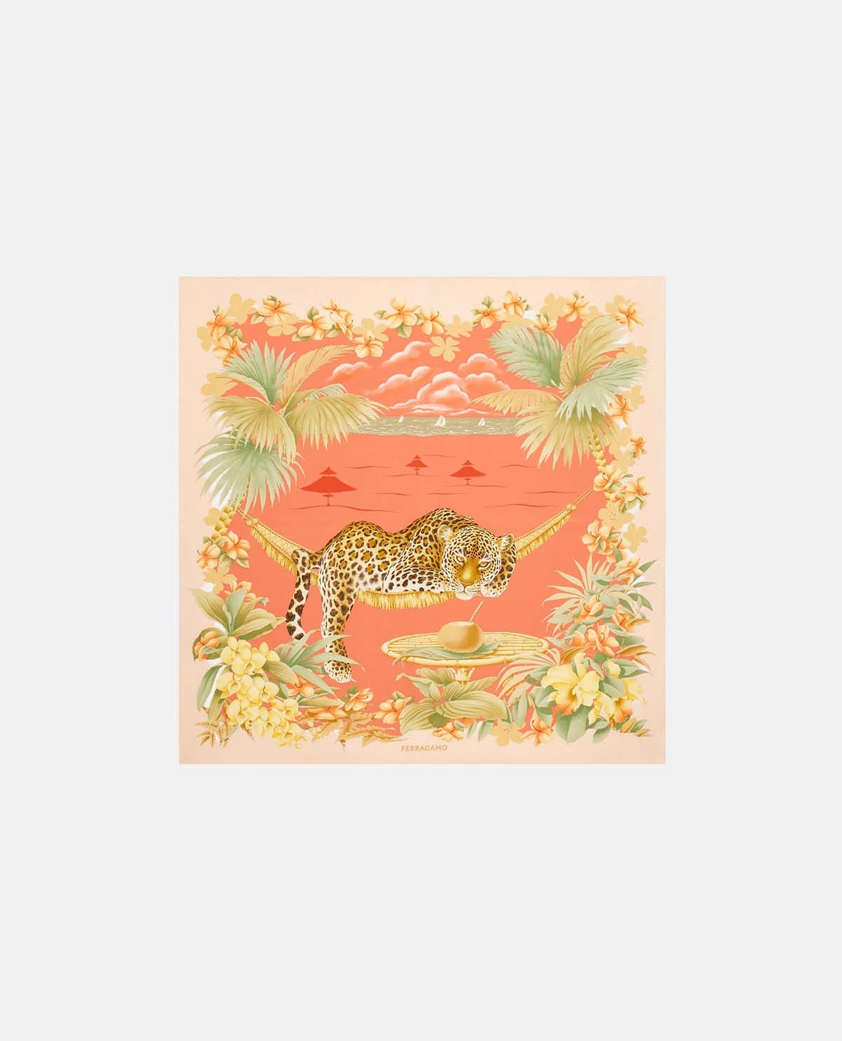 Khăn lụa vuông họa tiết Jungle 90 x 90 cm