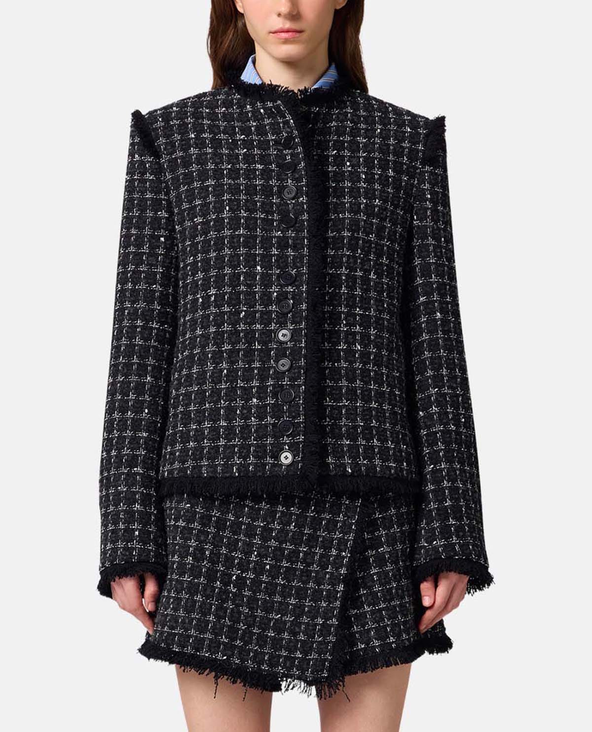 Áo khoác tweed tay dài