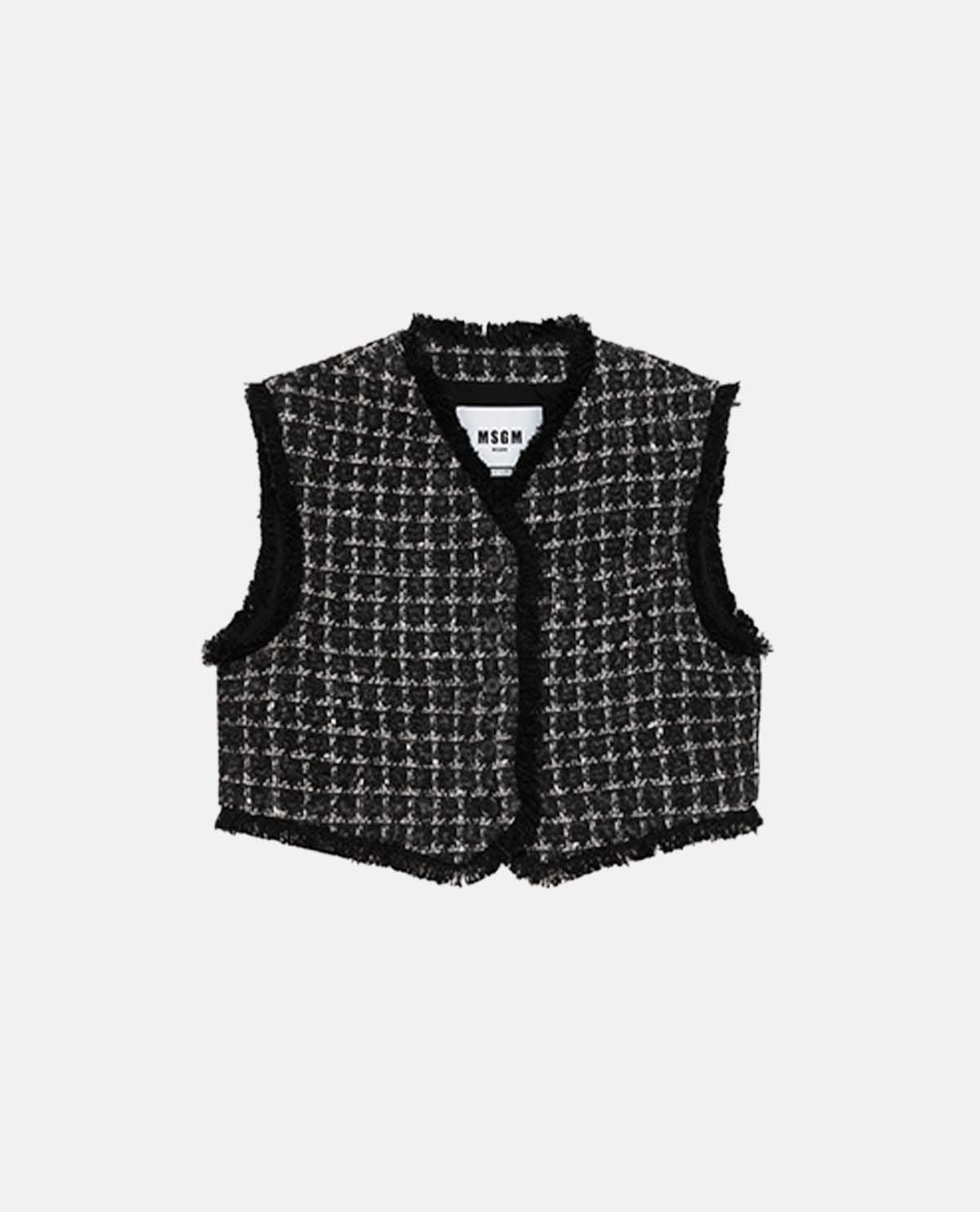 Áo gile tweed dáng crop