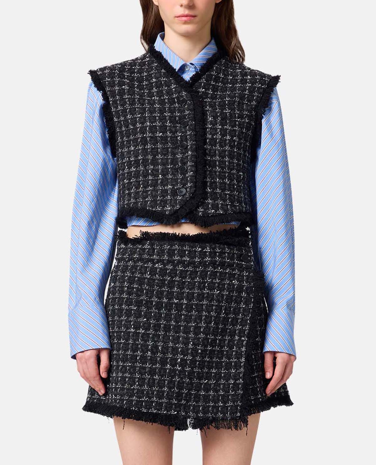 Áo gile tweed dáng crop
