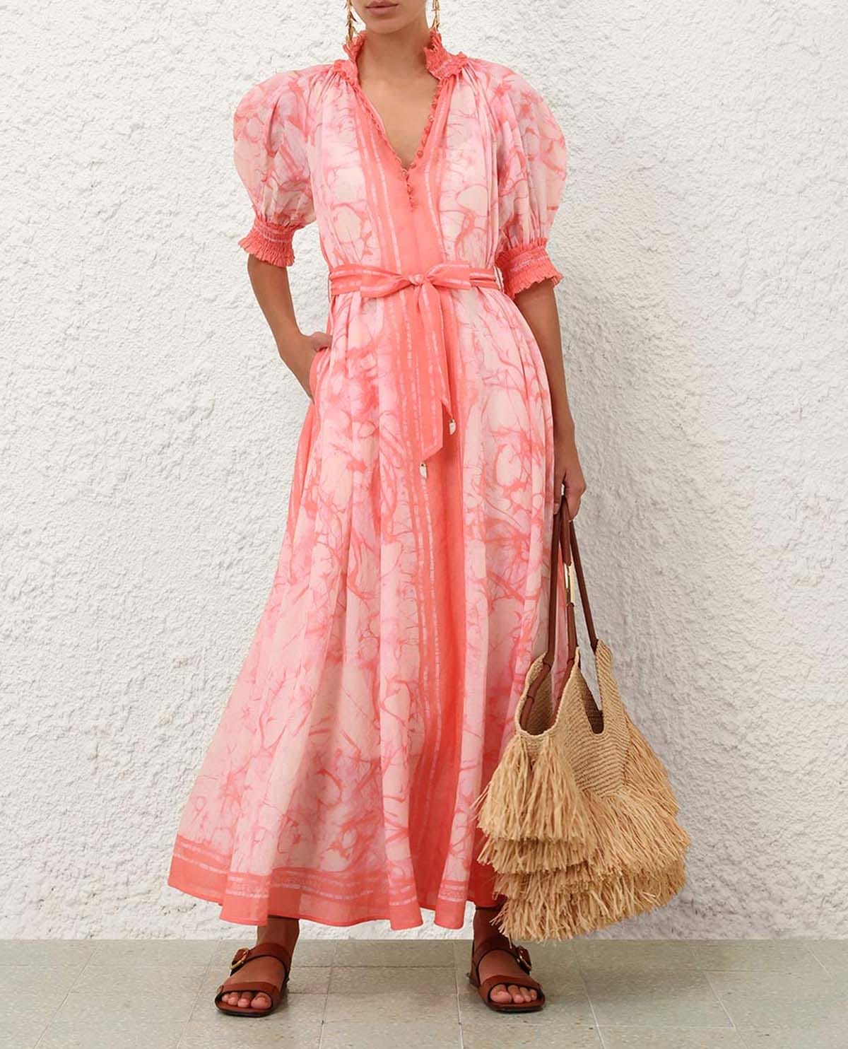Đầm maxi tay phồng Indra