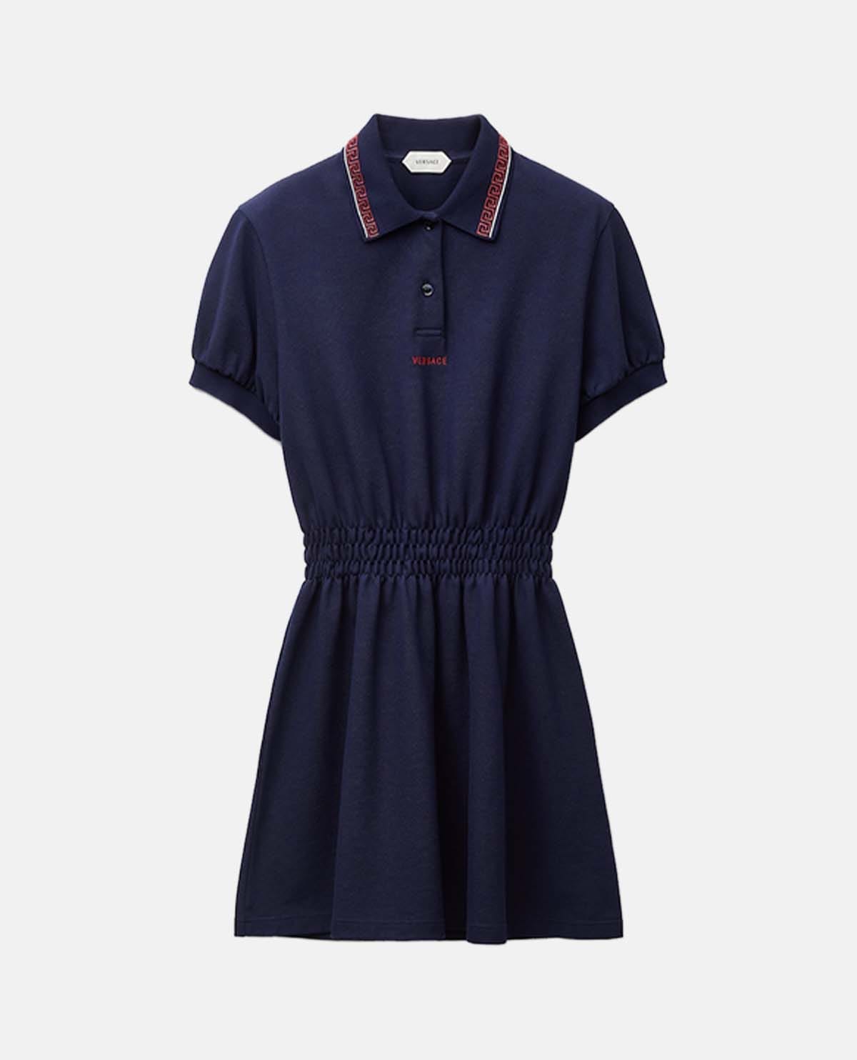 Đầm polo tay ngắn thêu logo