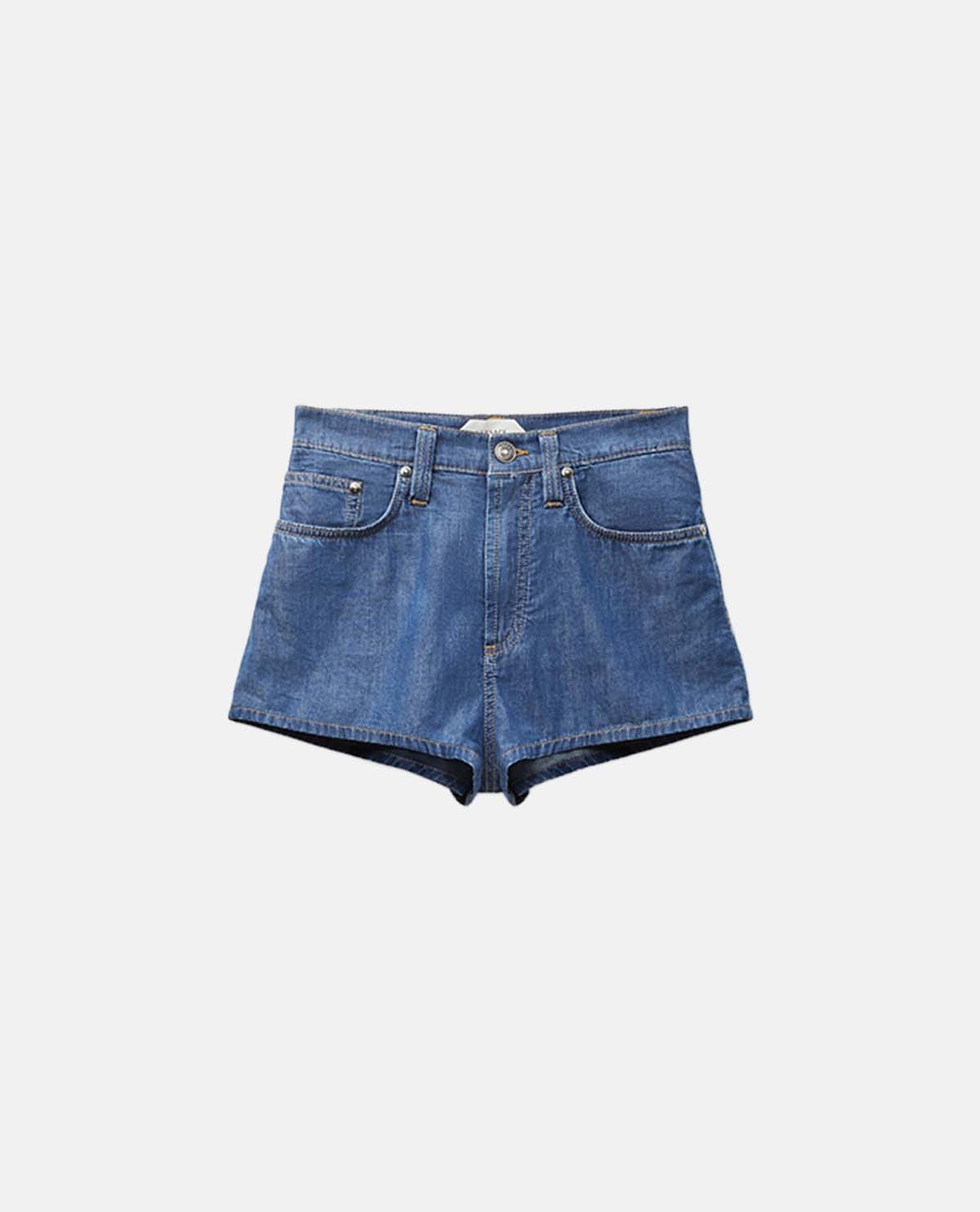 Quần short denim cạp cao