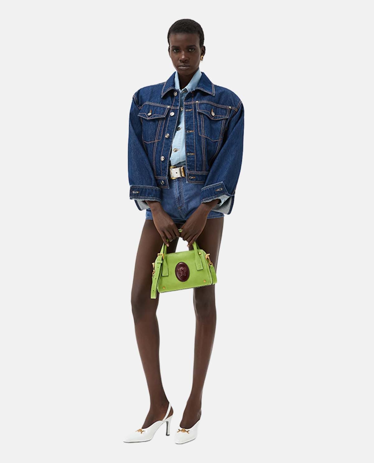 Quần short denim cạp cao