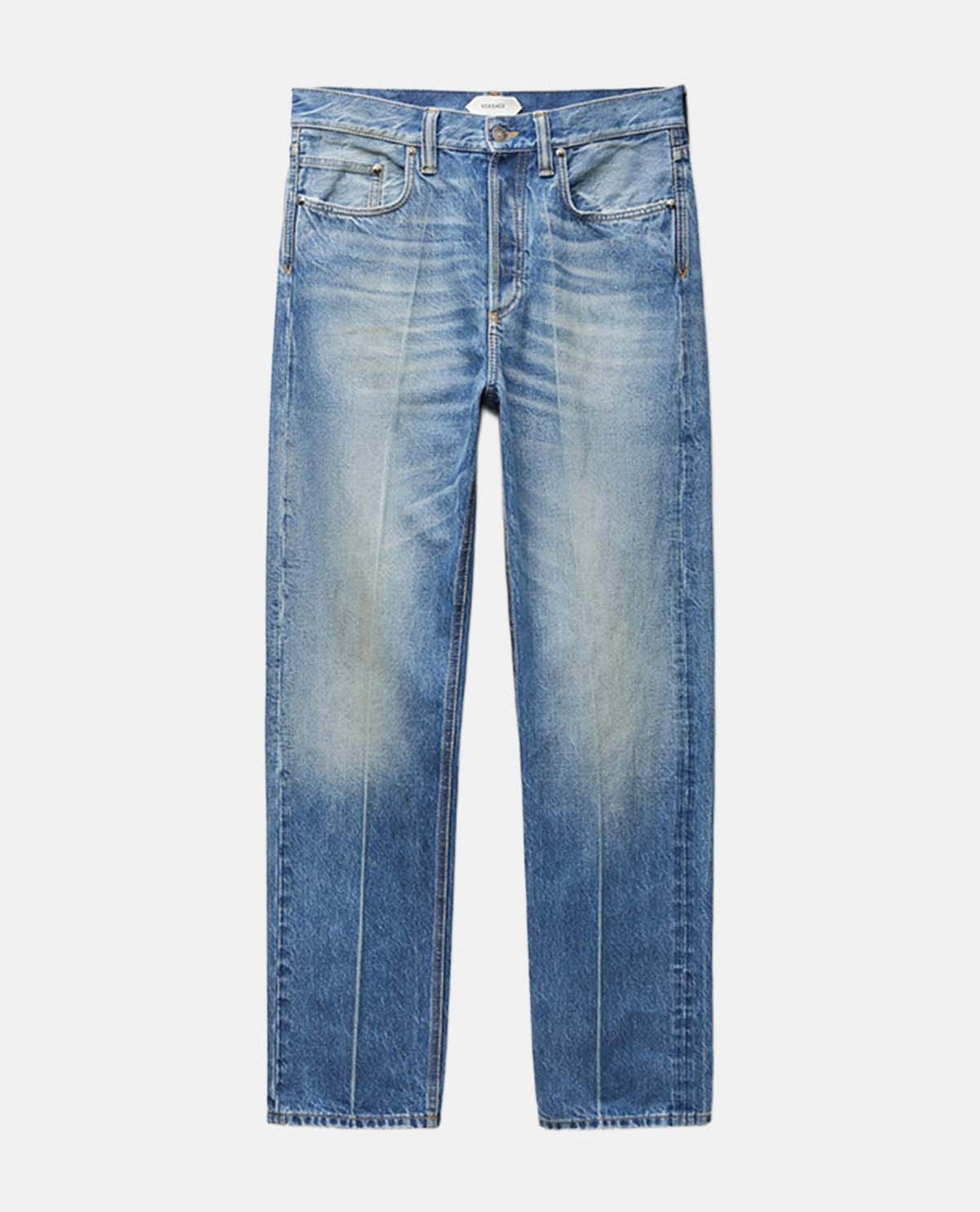 Quần jeans ống suông wash bạc
