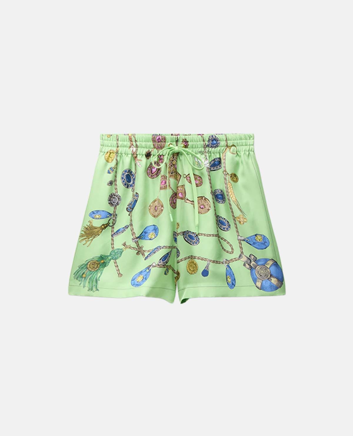 Quần short lụa họa tiết Broken Jewels