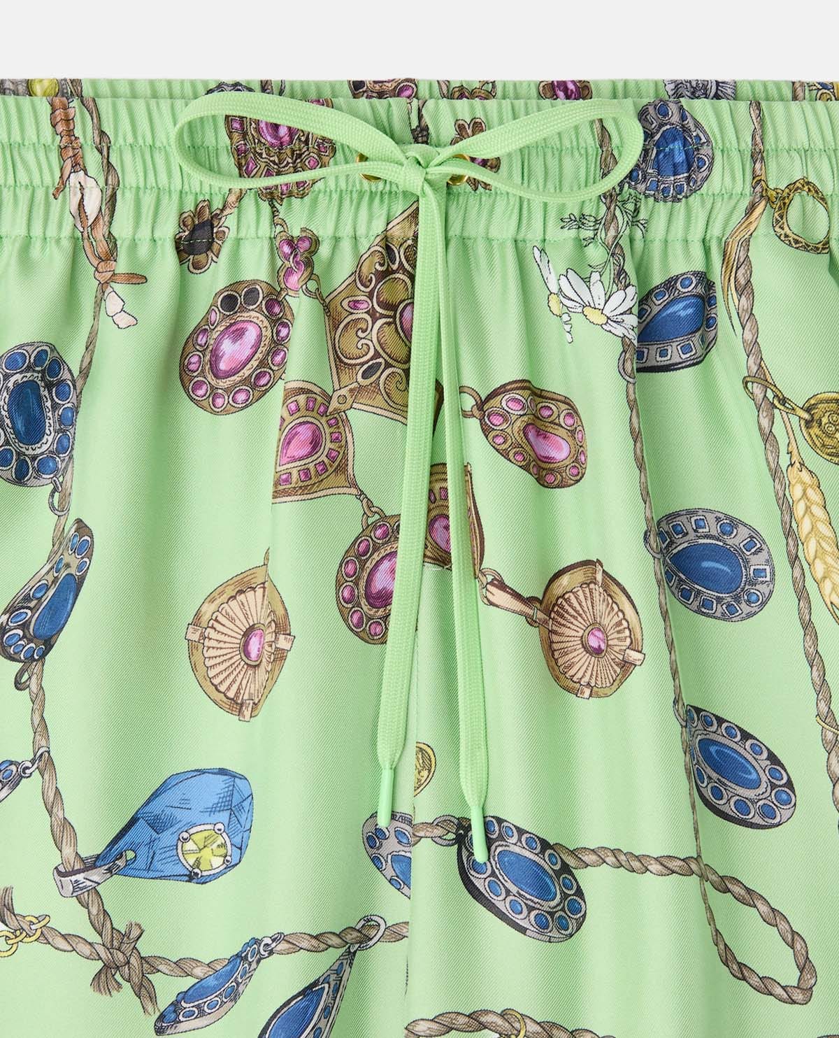Quần short lụa họa tiết Broken Jewels