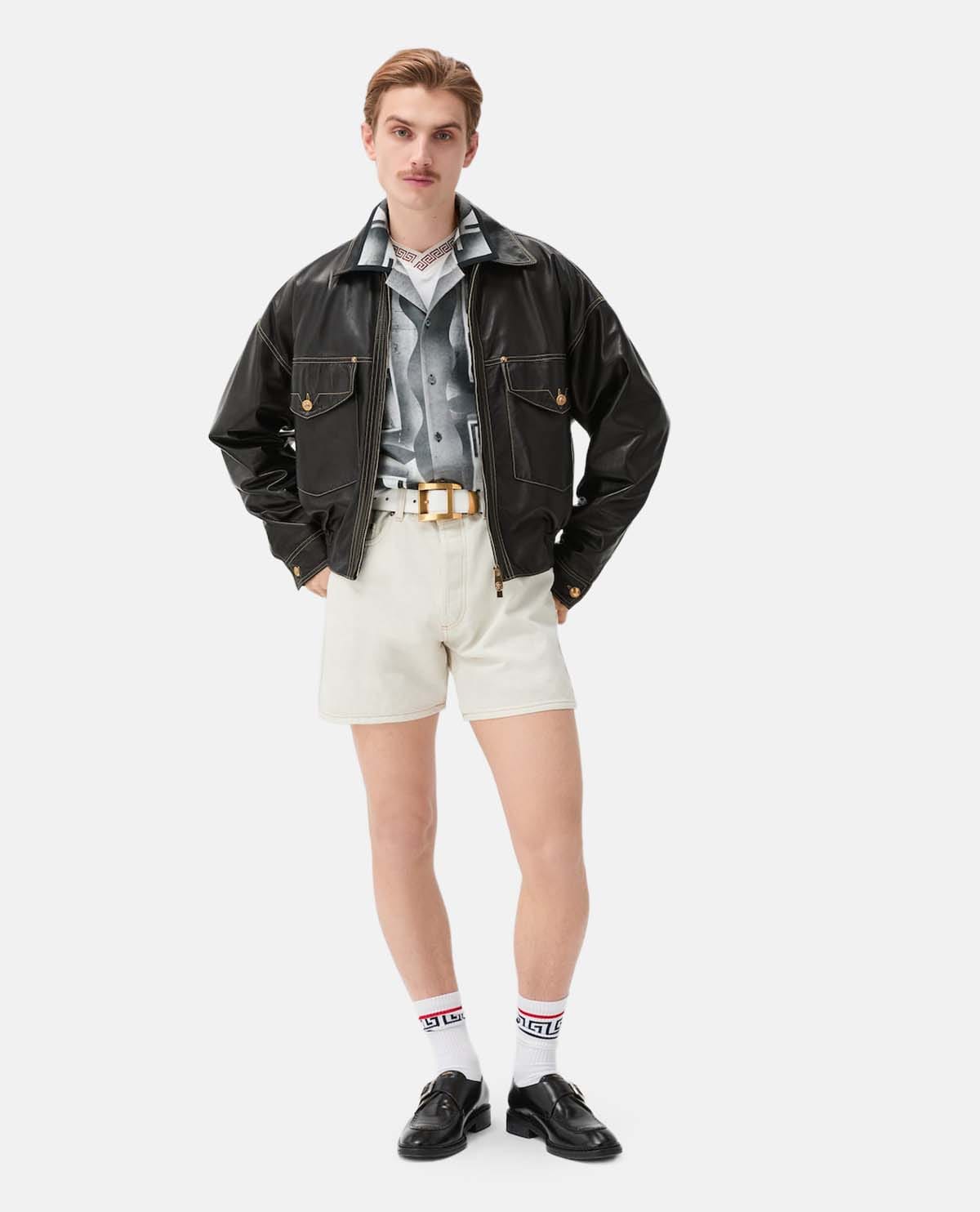 Quần short denim cạp cao