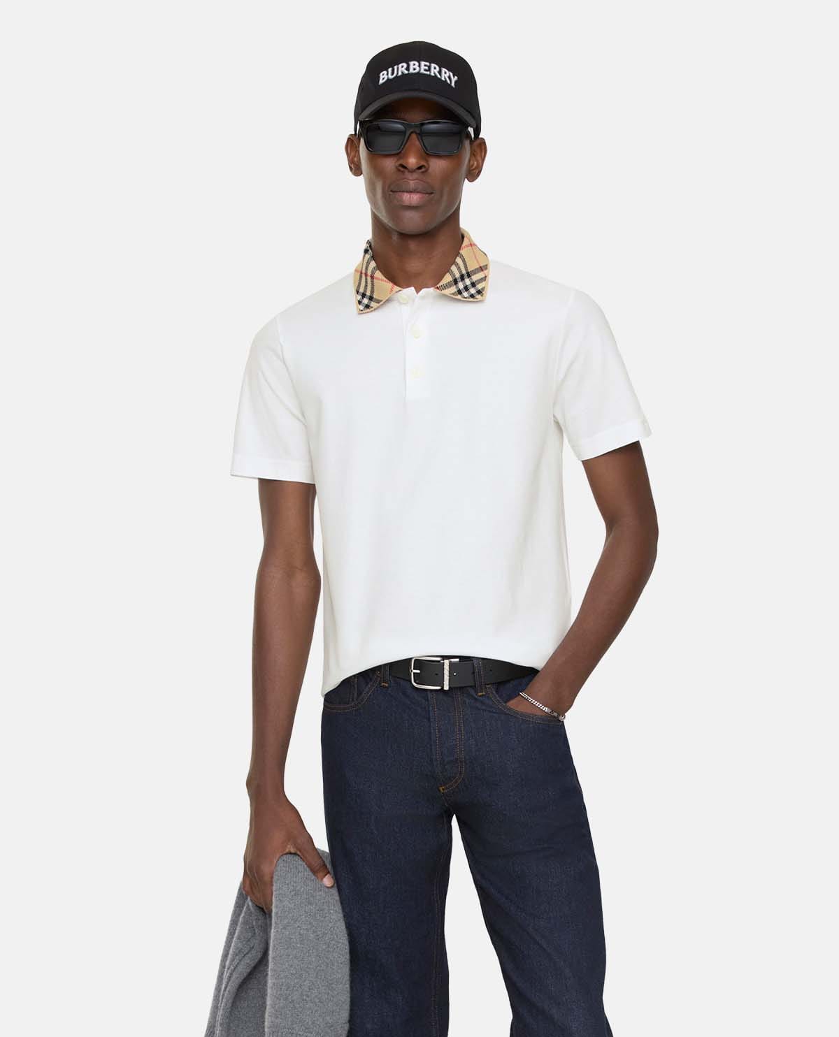 Áo polo cotton họa tiết Burberry Check