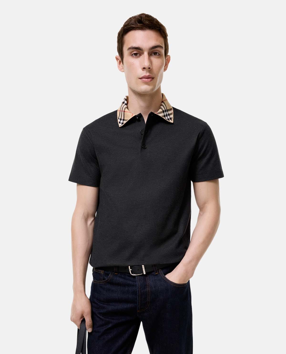 Áo polo cotton họa tiết Burberry Check
