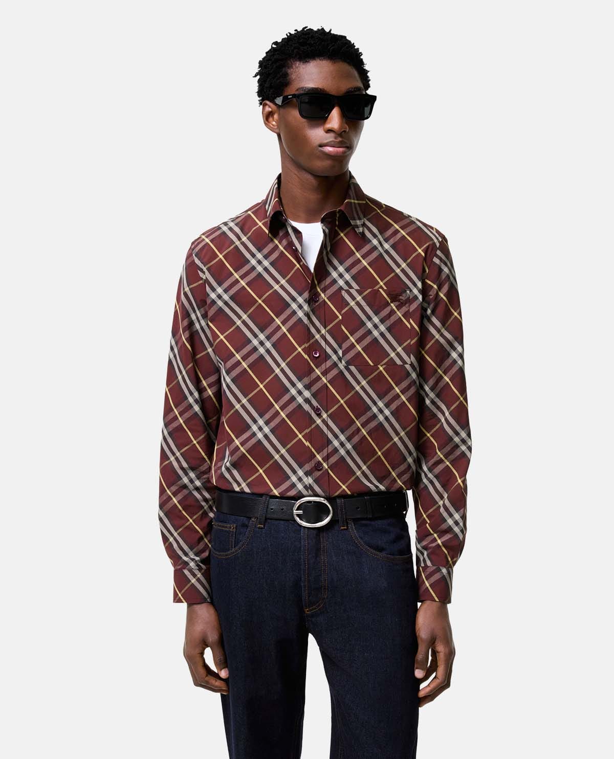 Áo sơ mi cotton tay dài họa tiết Burberry Check