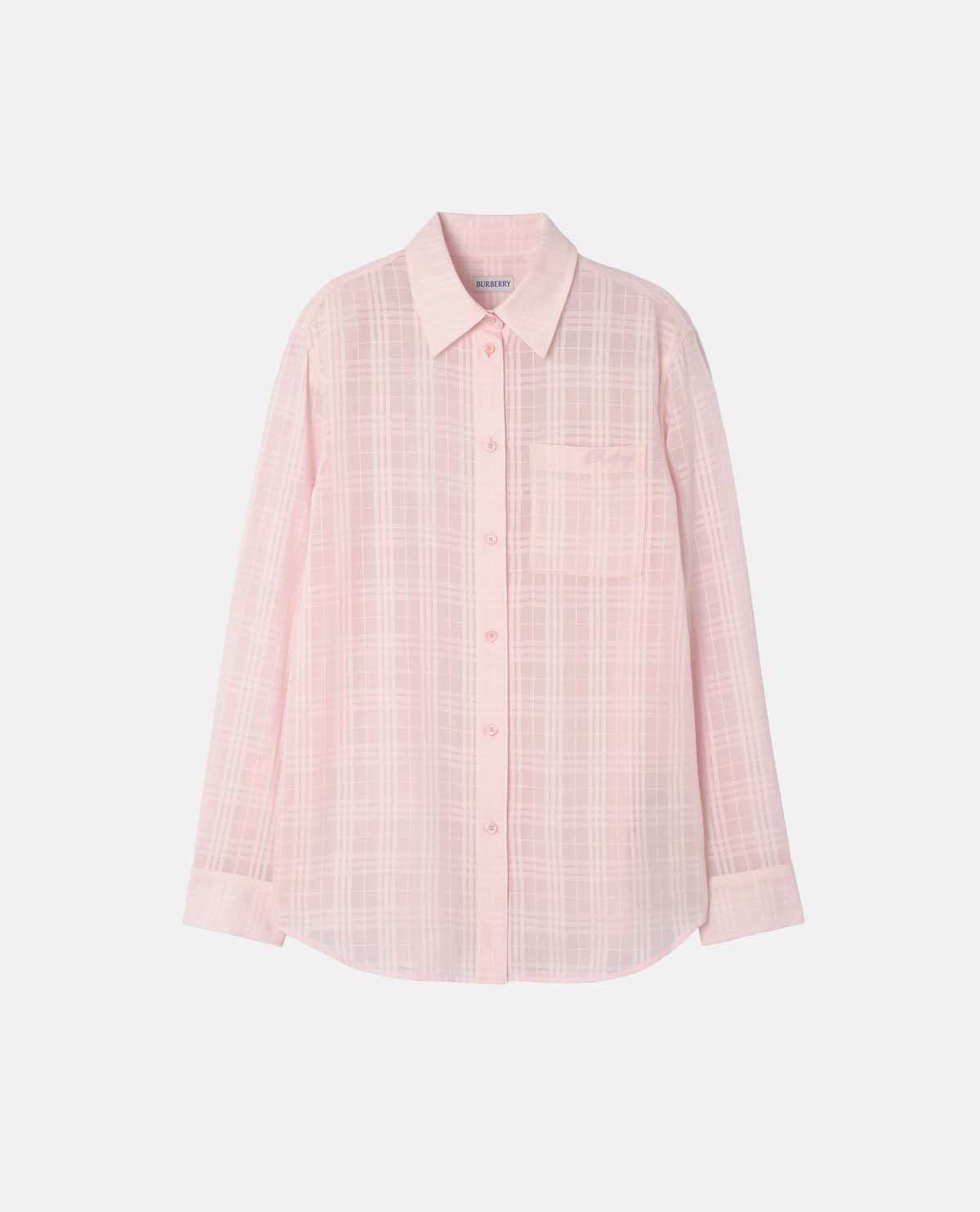 Áo sơ mi cotton tay dài họa tiết Burberry Check