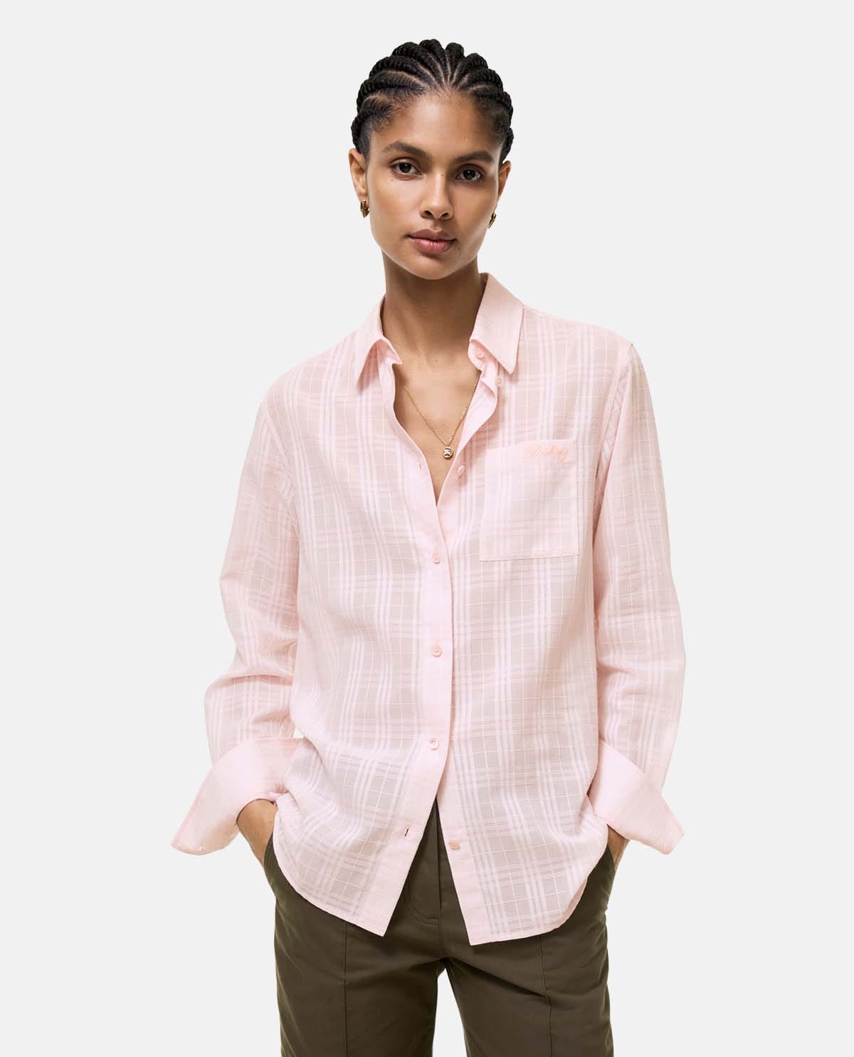 Áo sơ mi cotton tay dài họa tiết Burberry Check