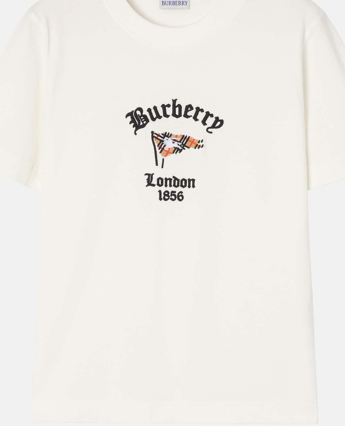 Áo thun cotton họa tiết cờ Burberry Check