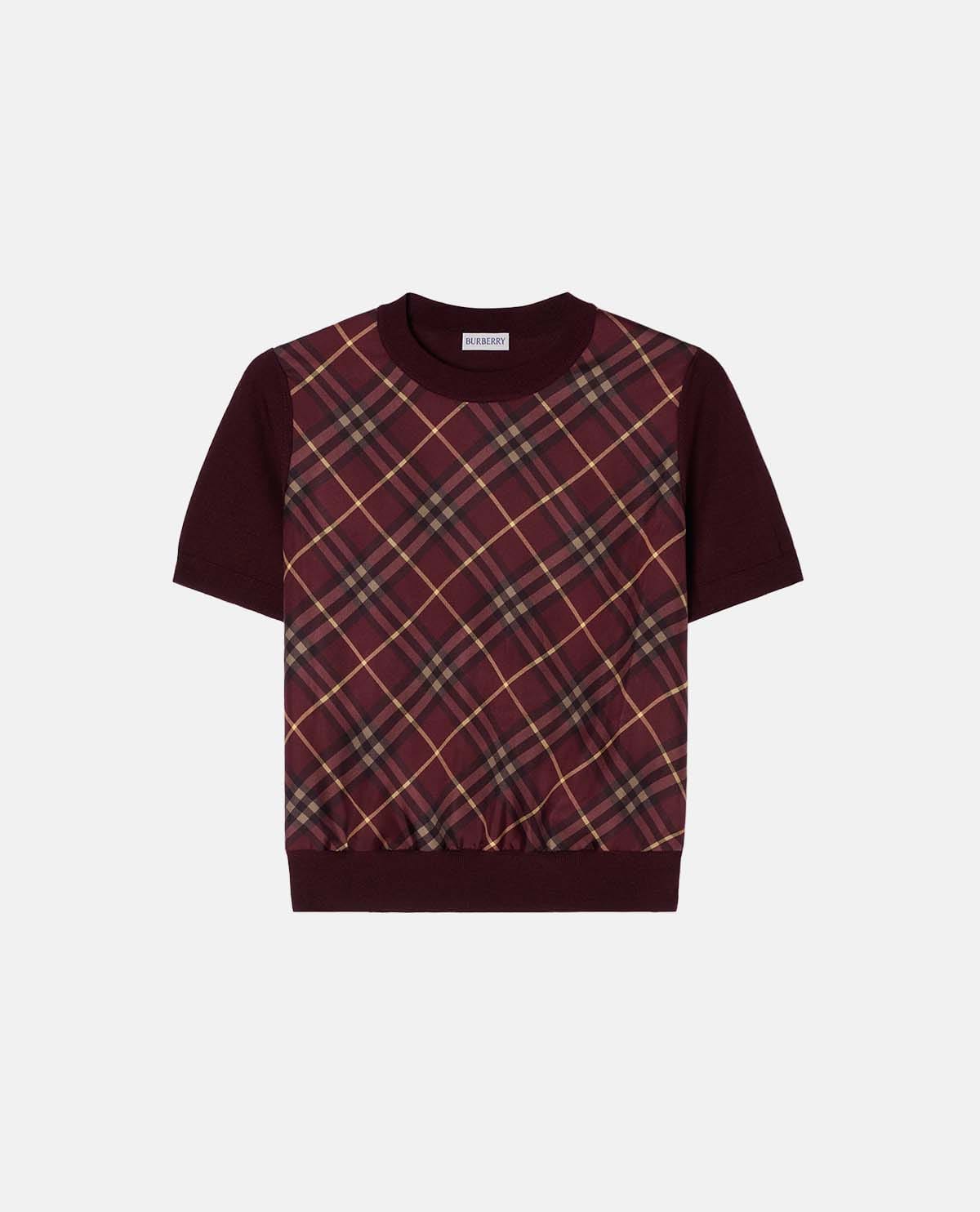 Áo len tay ngắn họa tiết Burberry Check
