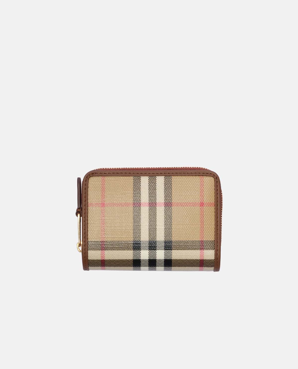 Ví khóa kéo phối họa tiết Burberry Check cỡ nhỏ