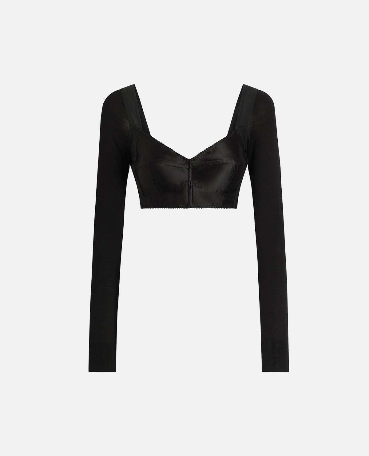Áo bustier satin tay dài