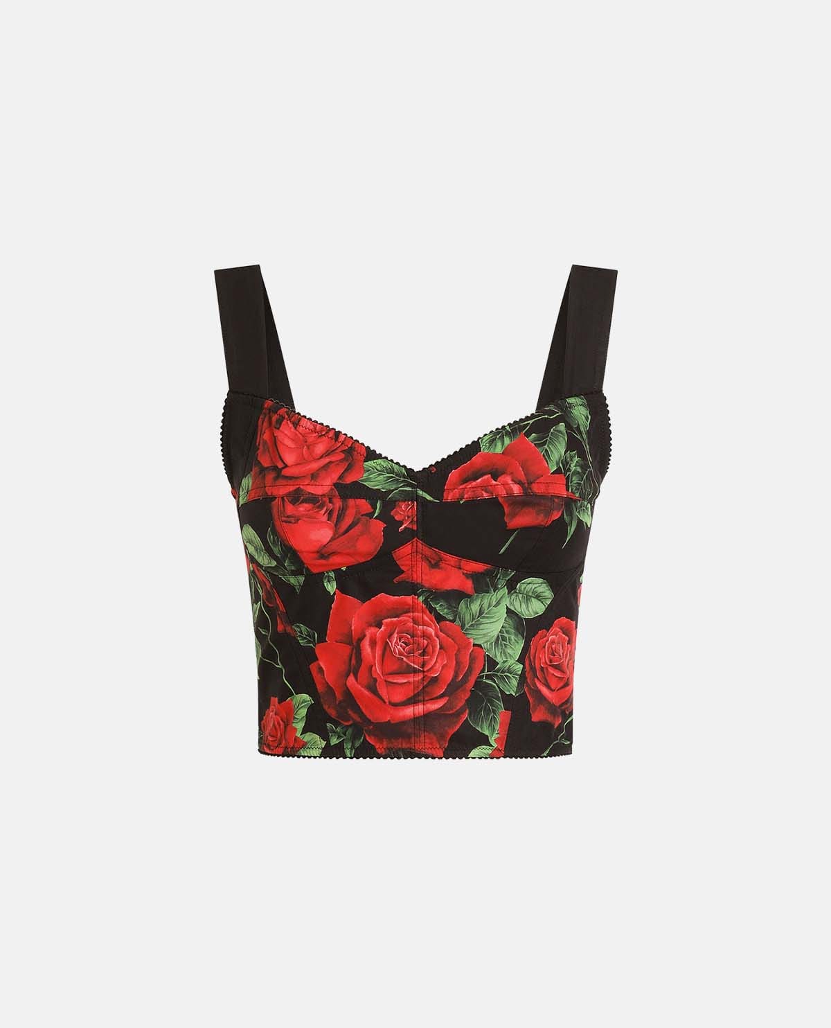 Áo bustier họa tiết hoa hồng