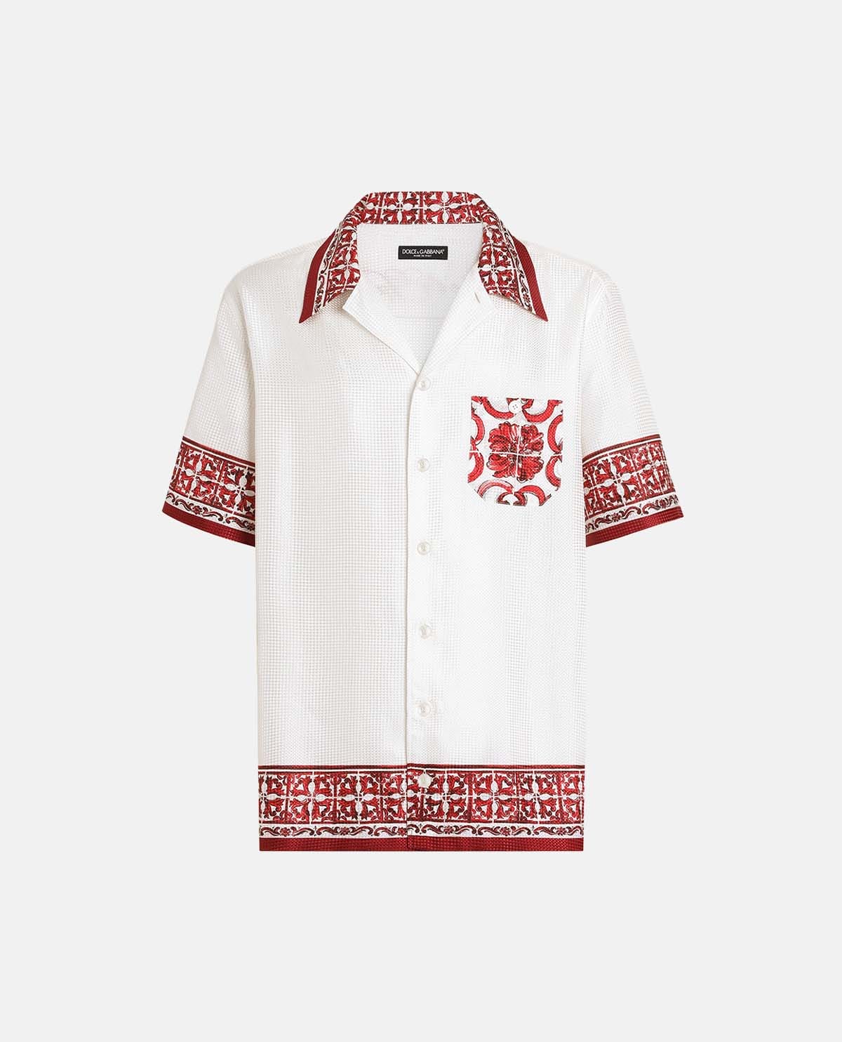 Áo sơ mi hawaii jacquard họa tiết Maiolica