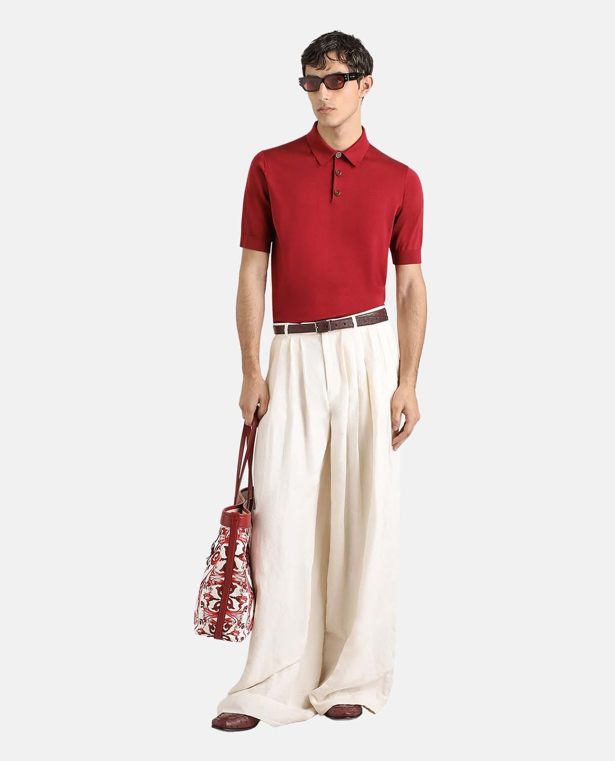 Áo polo lụa dệt kim