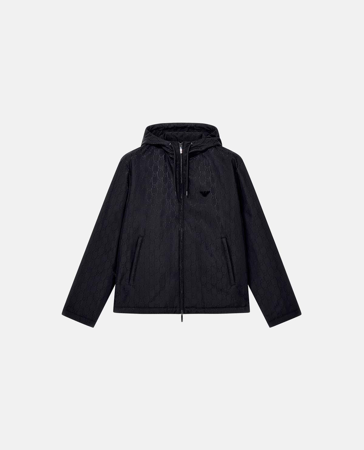 Áo khoác nylon phối nón trùm và khóa kéo