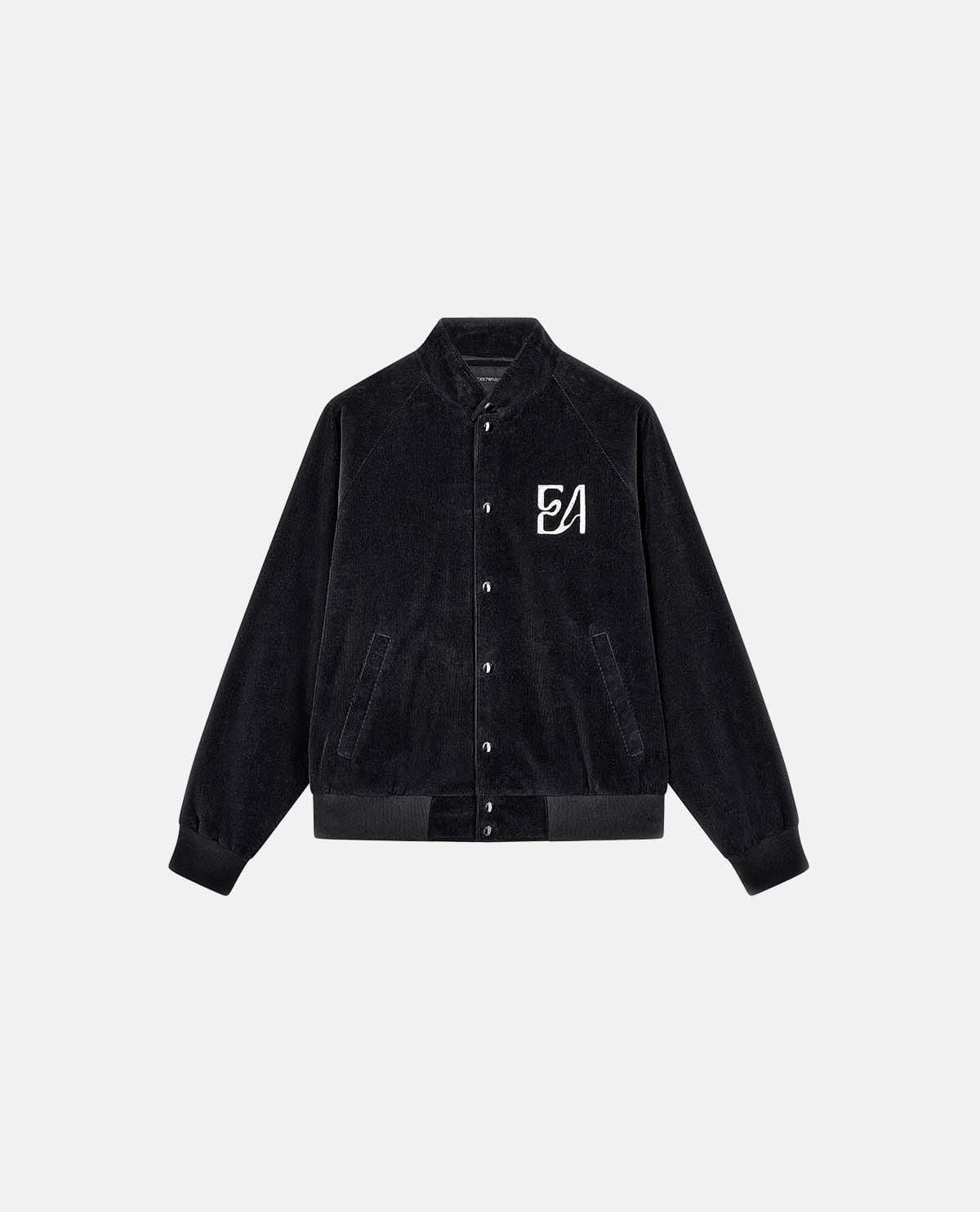 Áo khoác bomber nhung tăm thêu logo EA