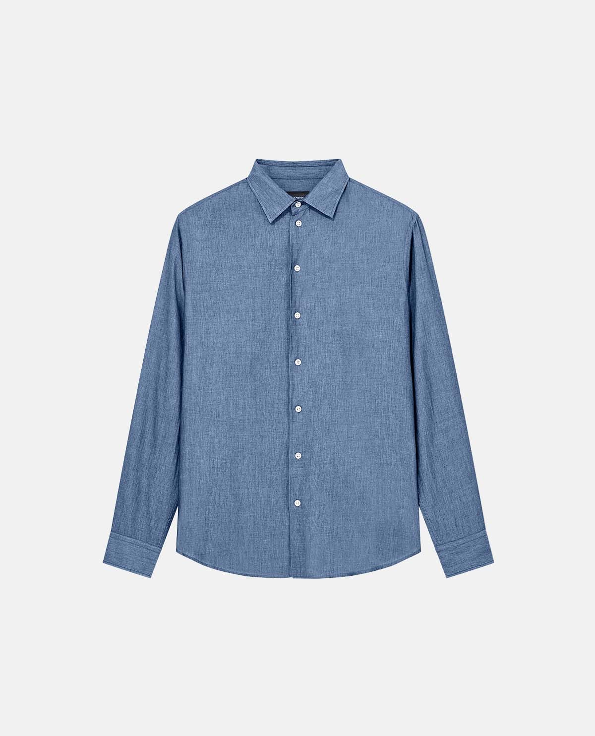 Áo sơ mi cotton tay dài hiệu ứng denim