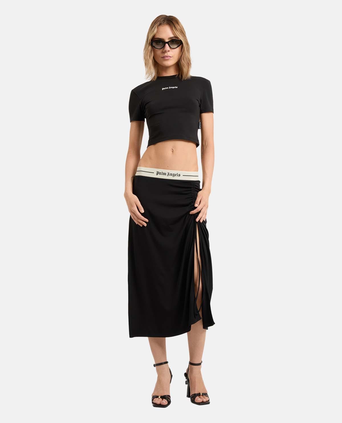 Áo thun dáng crop phối logo classic