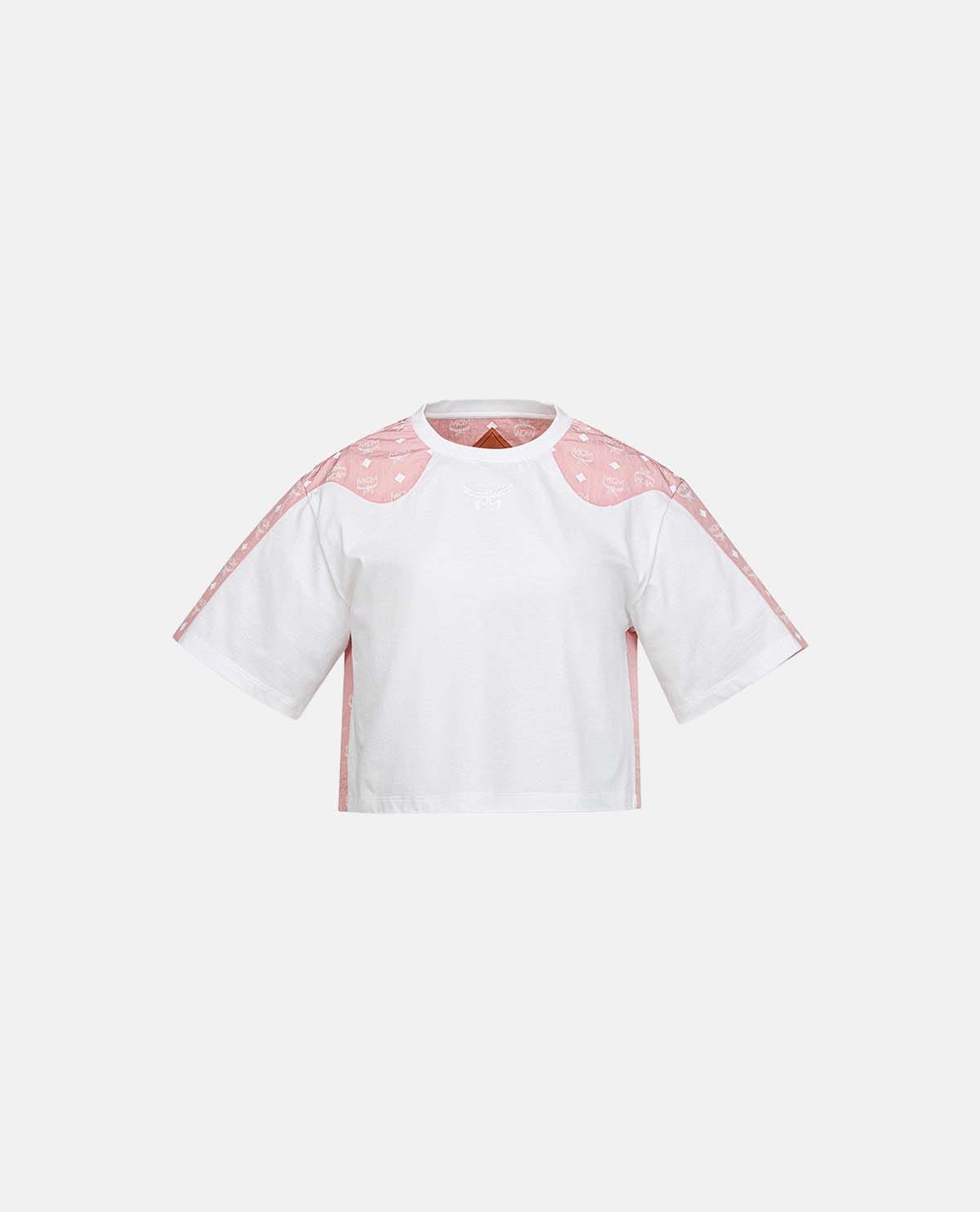 Áo thun dáng crop phối họa tiết monogram