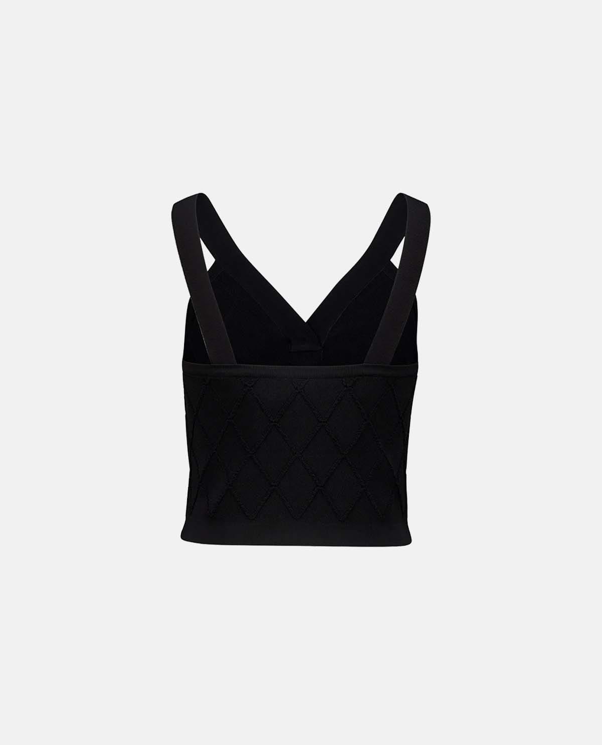 Áo croptop dệt kim phối khuy