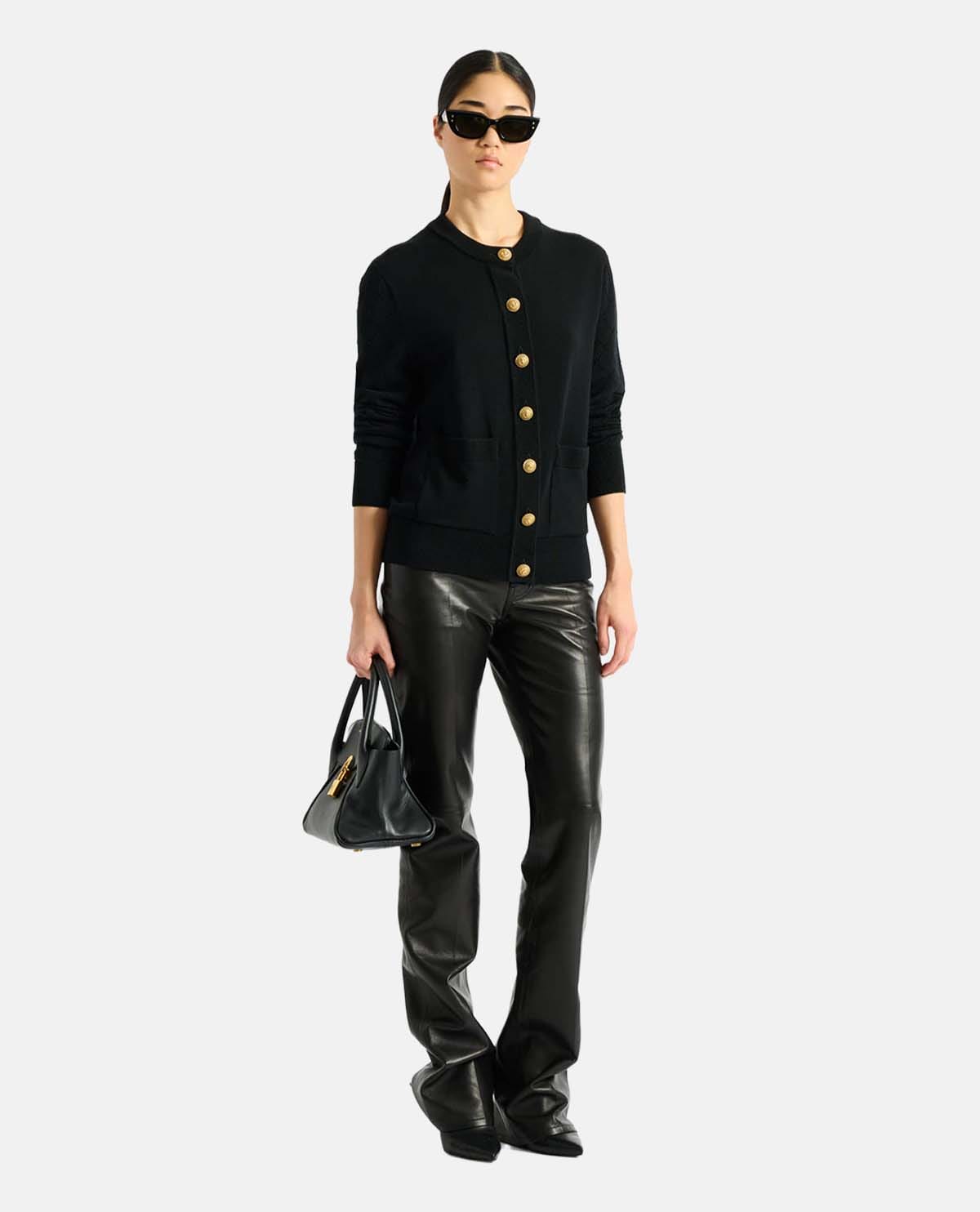 Áo cardigan phối khuy kim loại