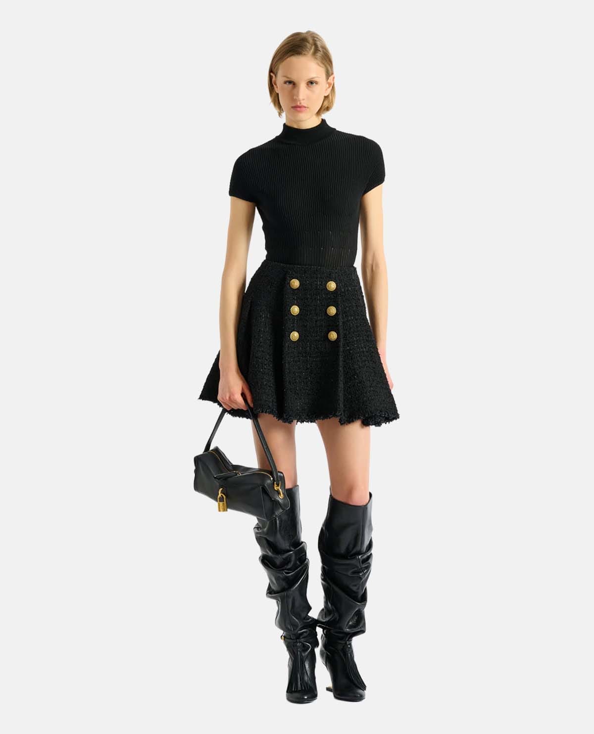 Chân váy tweed dáng xòe