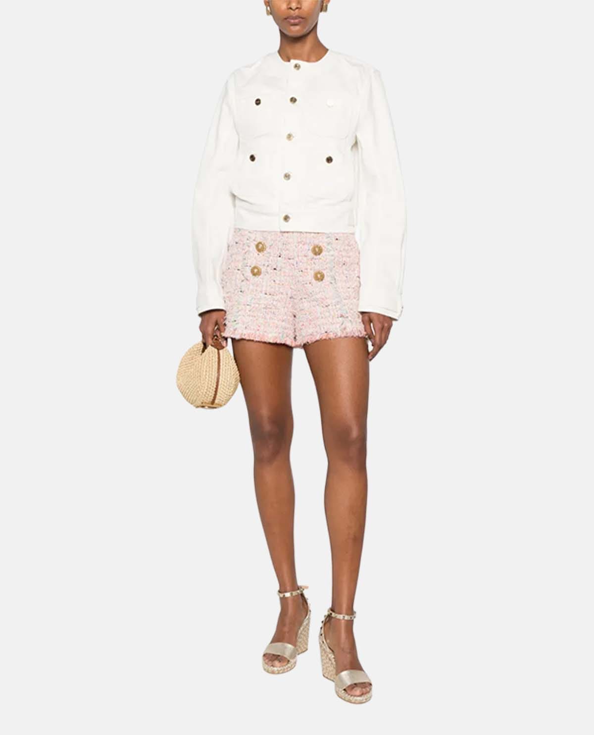 Quần short tweed đính khuy